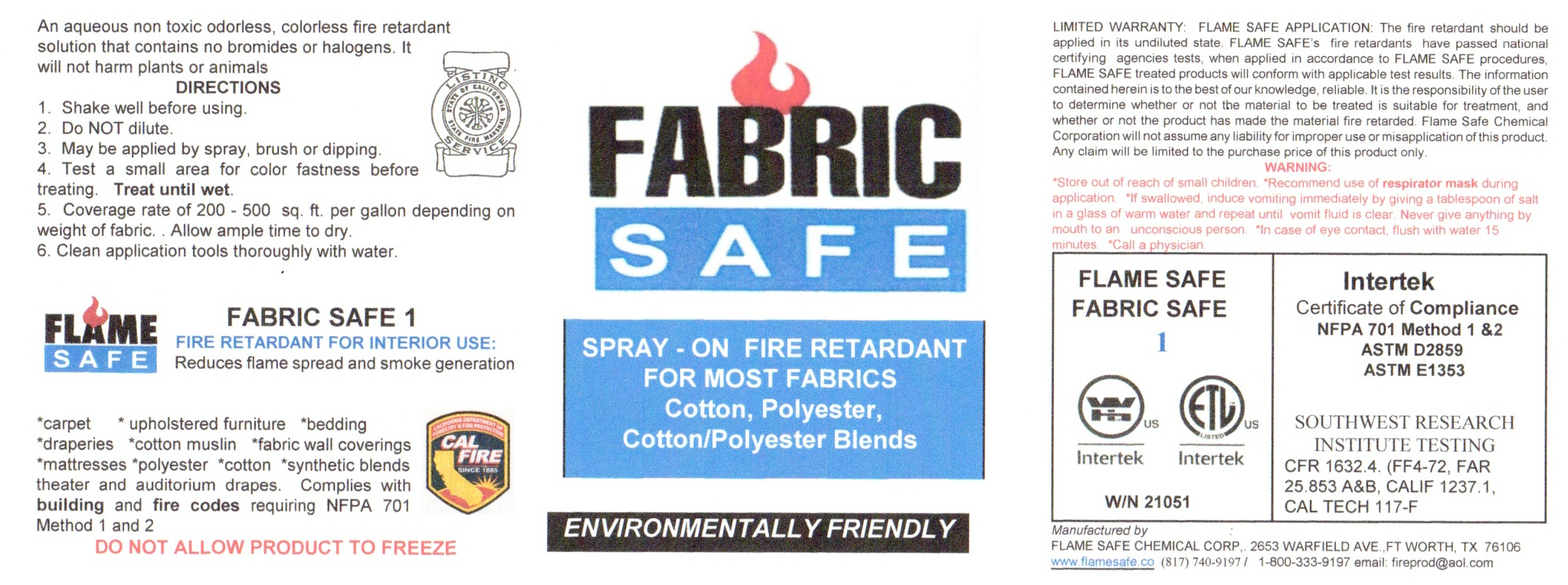 Flame Resistance Manufacturer Documentation