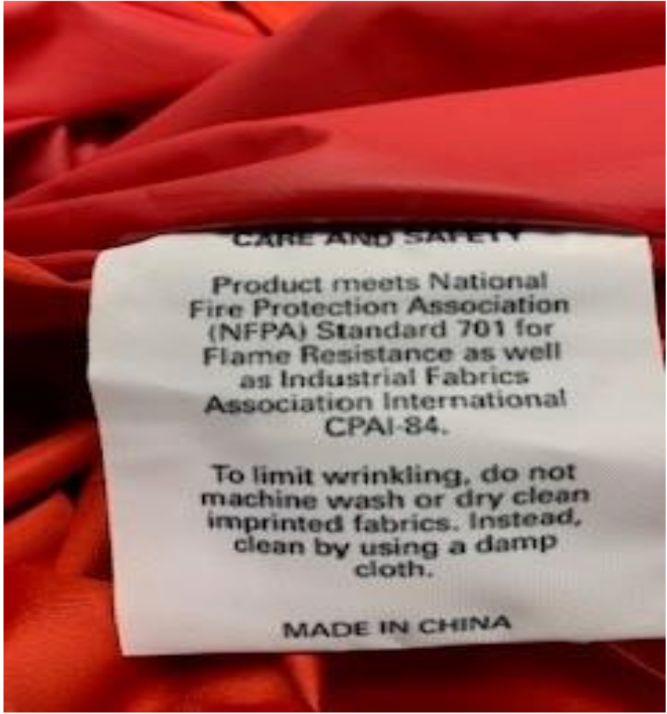 Flame Resistance Fabric Tag